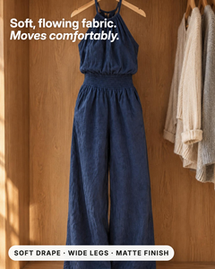 Britta | Cross-Neck Wide-Leg Jumpsuit fabric close-up