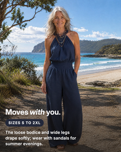 Britta | Cross-Neck Wide-Leg Jumpsuit fit and sizes