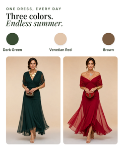 Bronte | Flowing Maxi Dress available in 3 colours: dark green, venetian red, brown