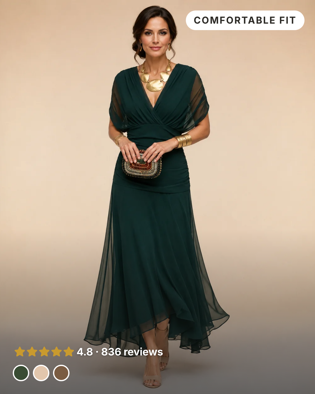 Bronte | Flowing Maxi Dress in dark green