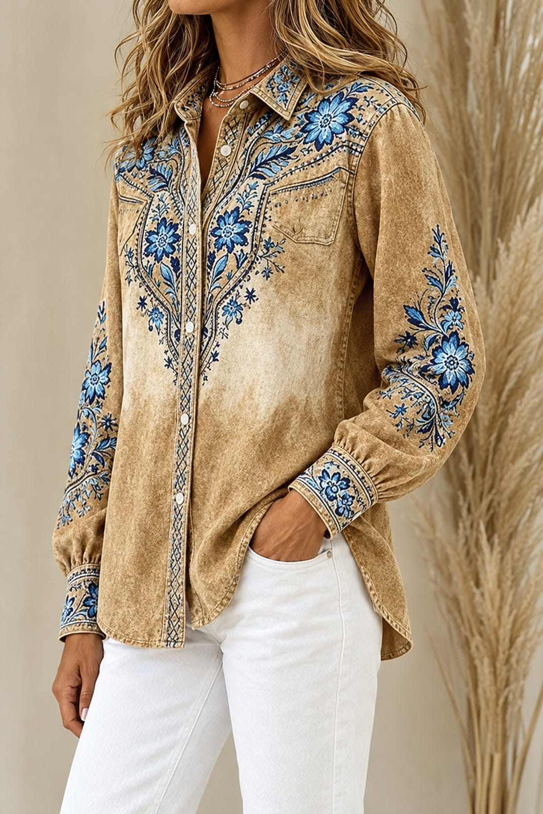 Agatha blouse, three-quarter view