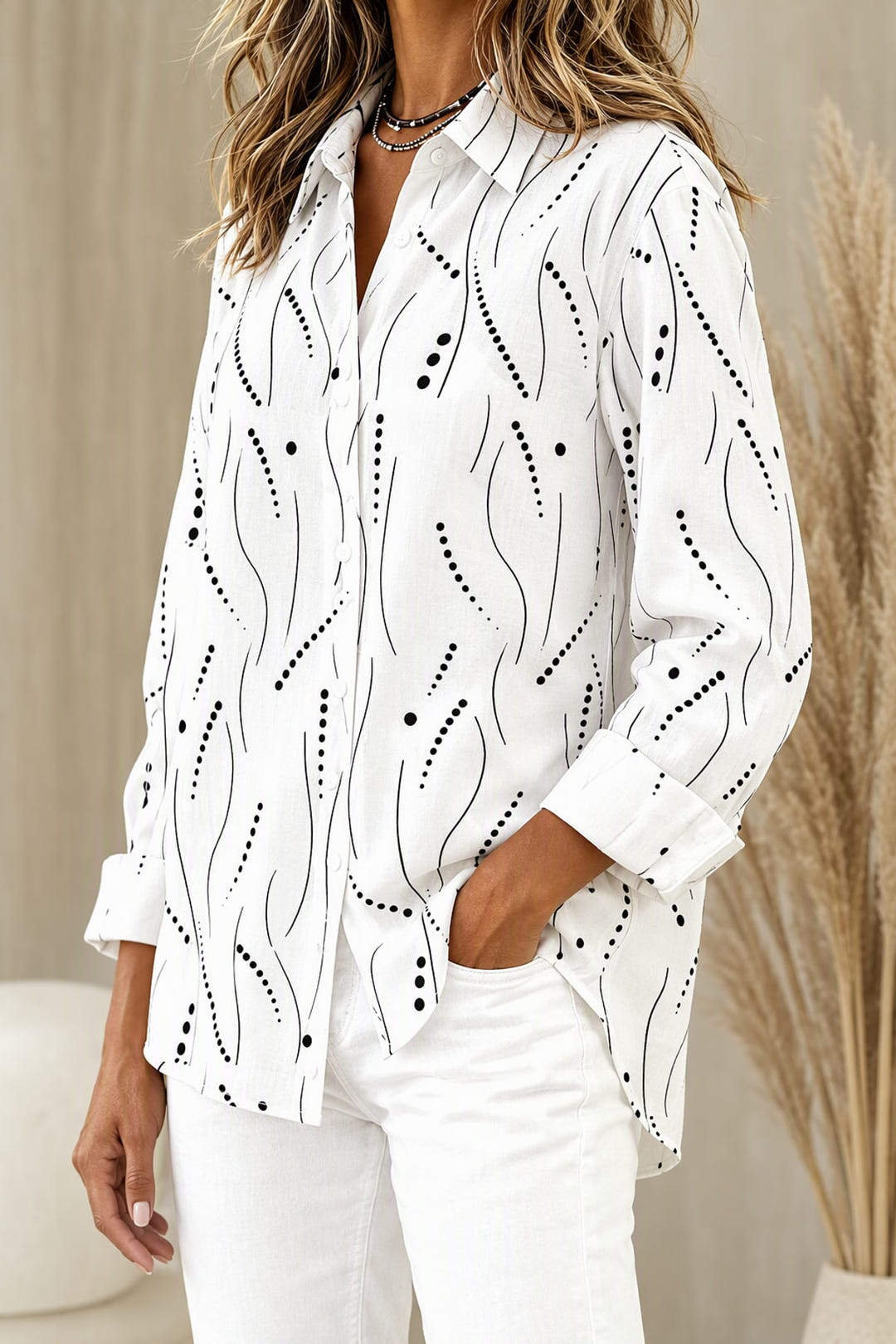 Jo blouse, three-quarter view