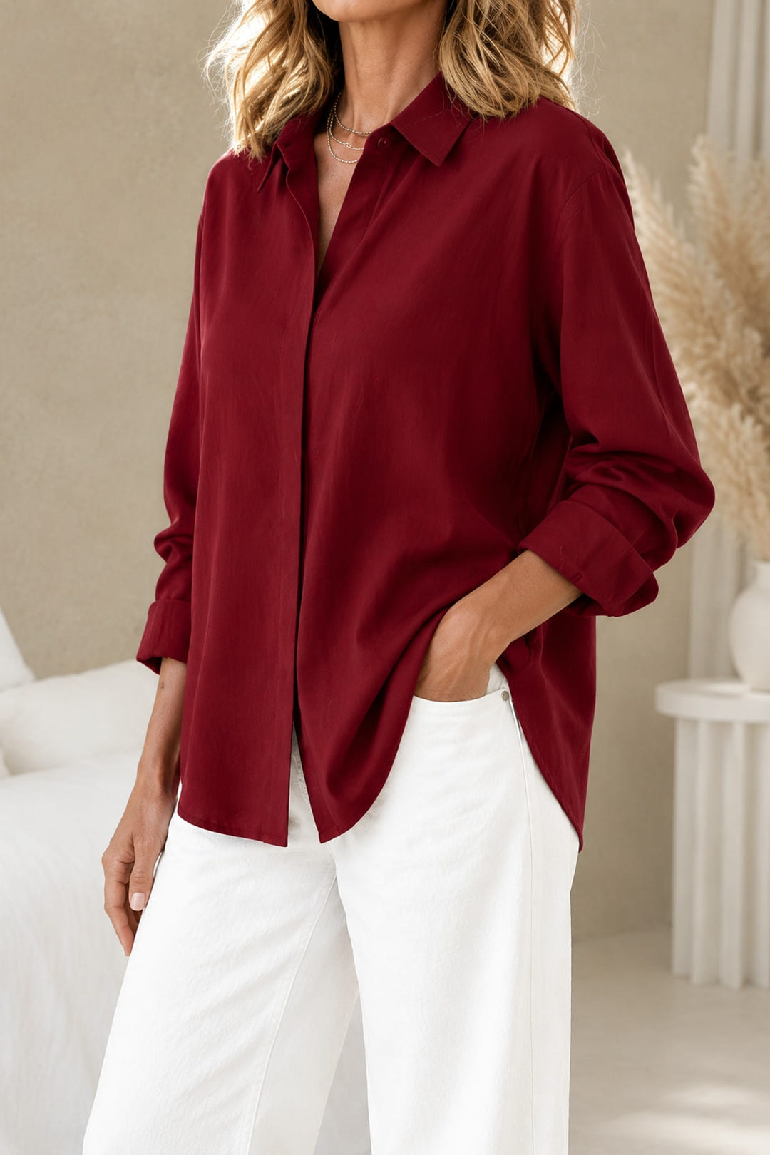 Lori blouse, three-quarter view