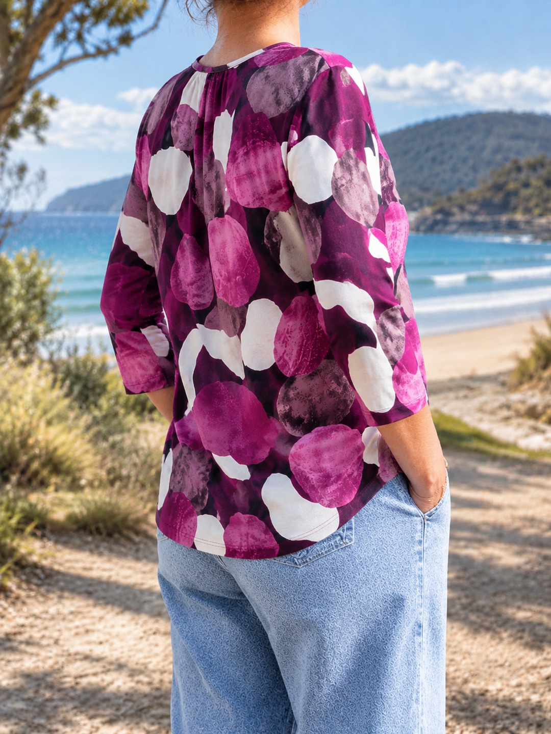 Alinta blouse, side-back view