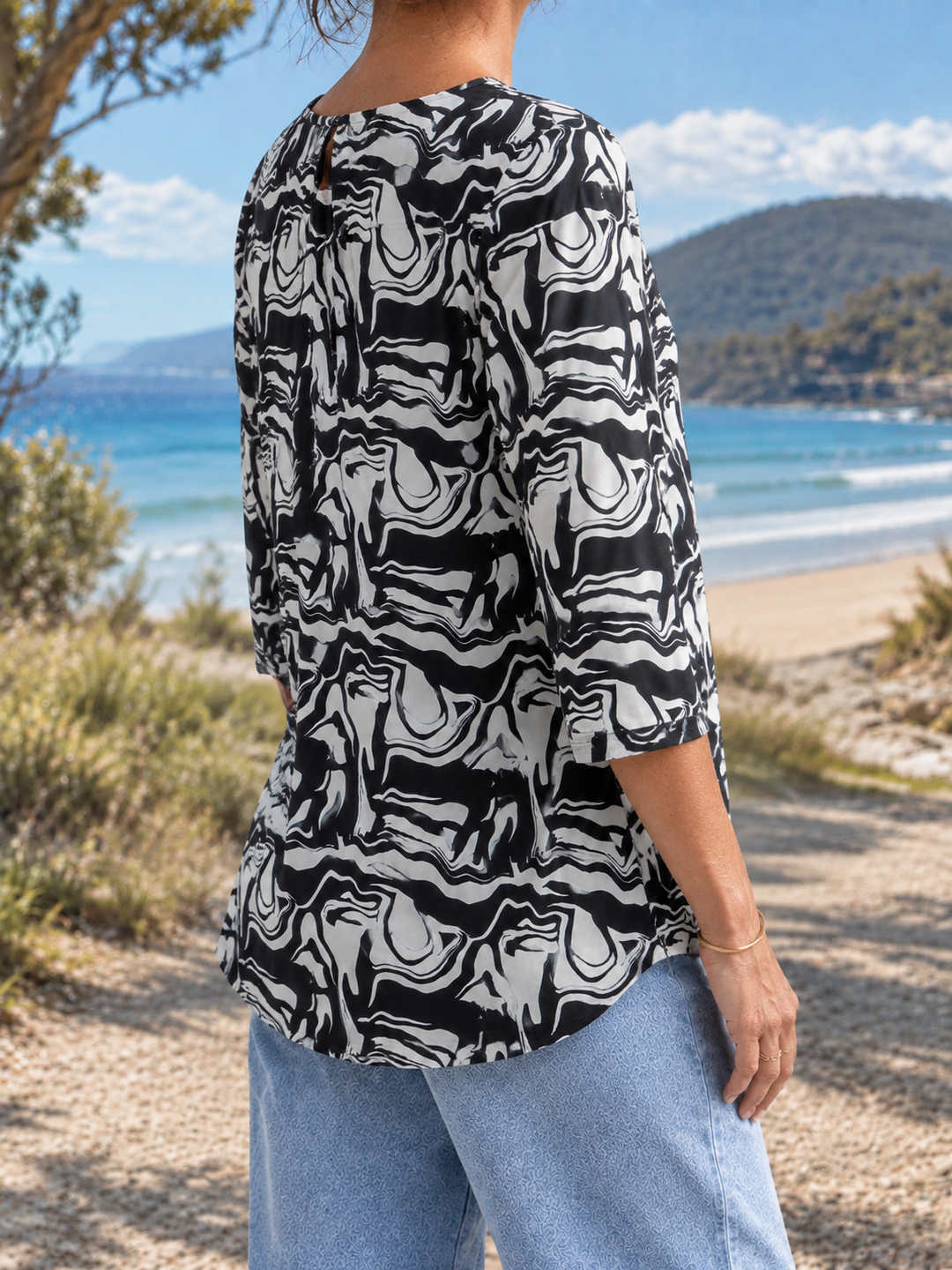 Bella blouse, side-back view