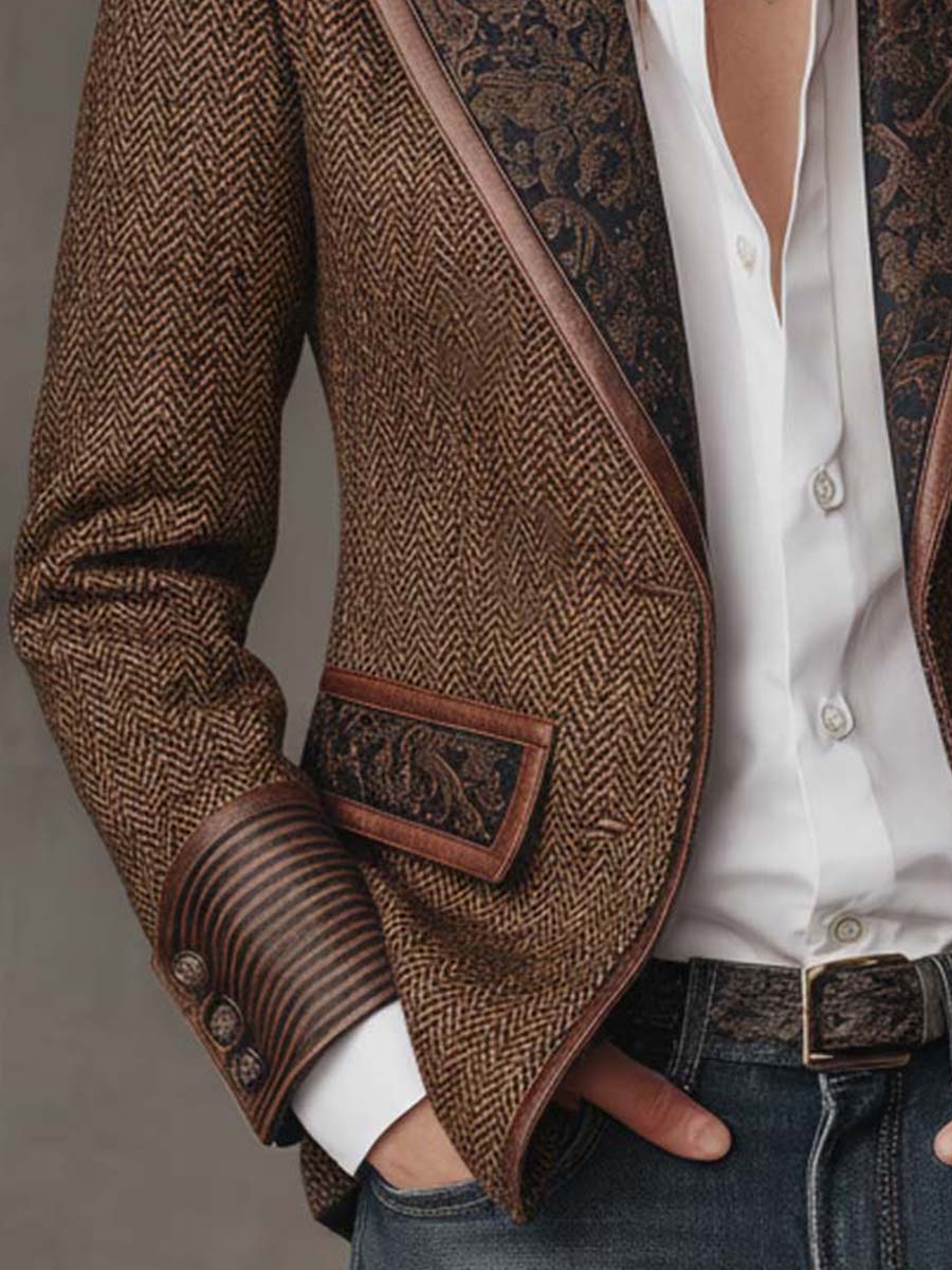 Dusty | Herringbone Panel Blazer