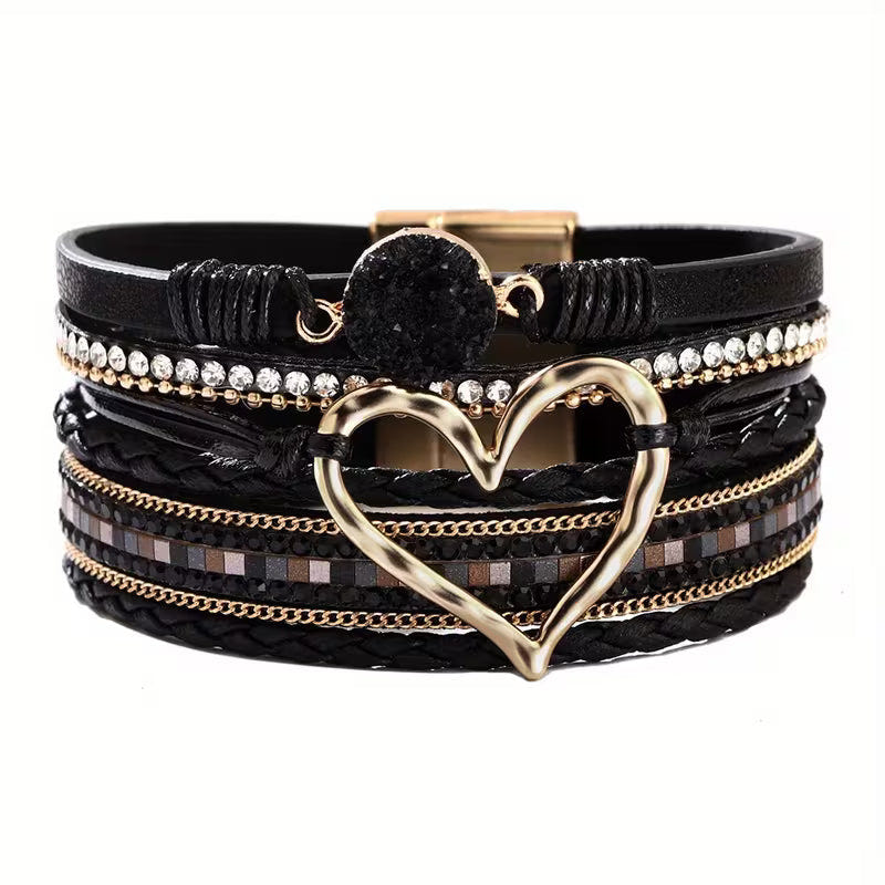 Nyla | Layered Heart Cuff Bracelet