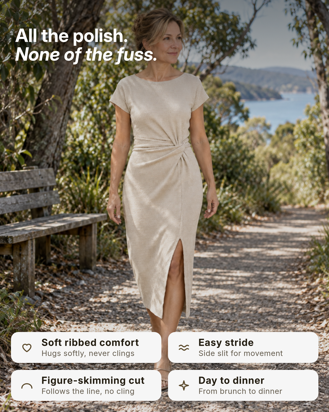 Cady | Ribbed Knot-Waist Midi Dress benefits