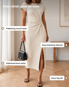 Cady | Ribbed Knot-Waist Midi Dress details