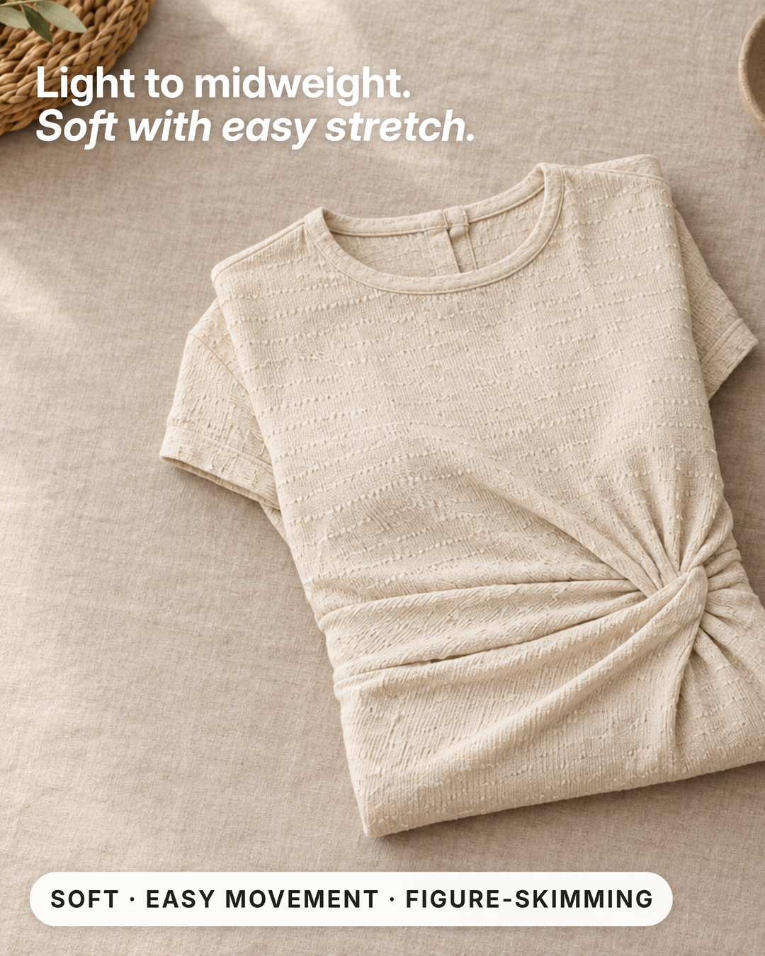 Cady | Ribbed Knot-Waist Midi Dress fabric close-up