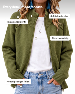 Christabel | Ribbed Zip Cardigan details