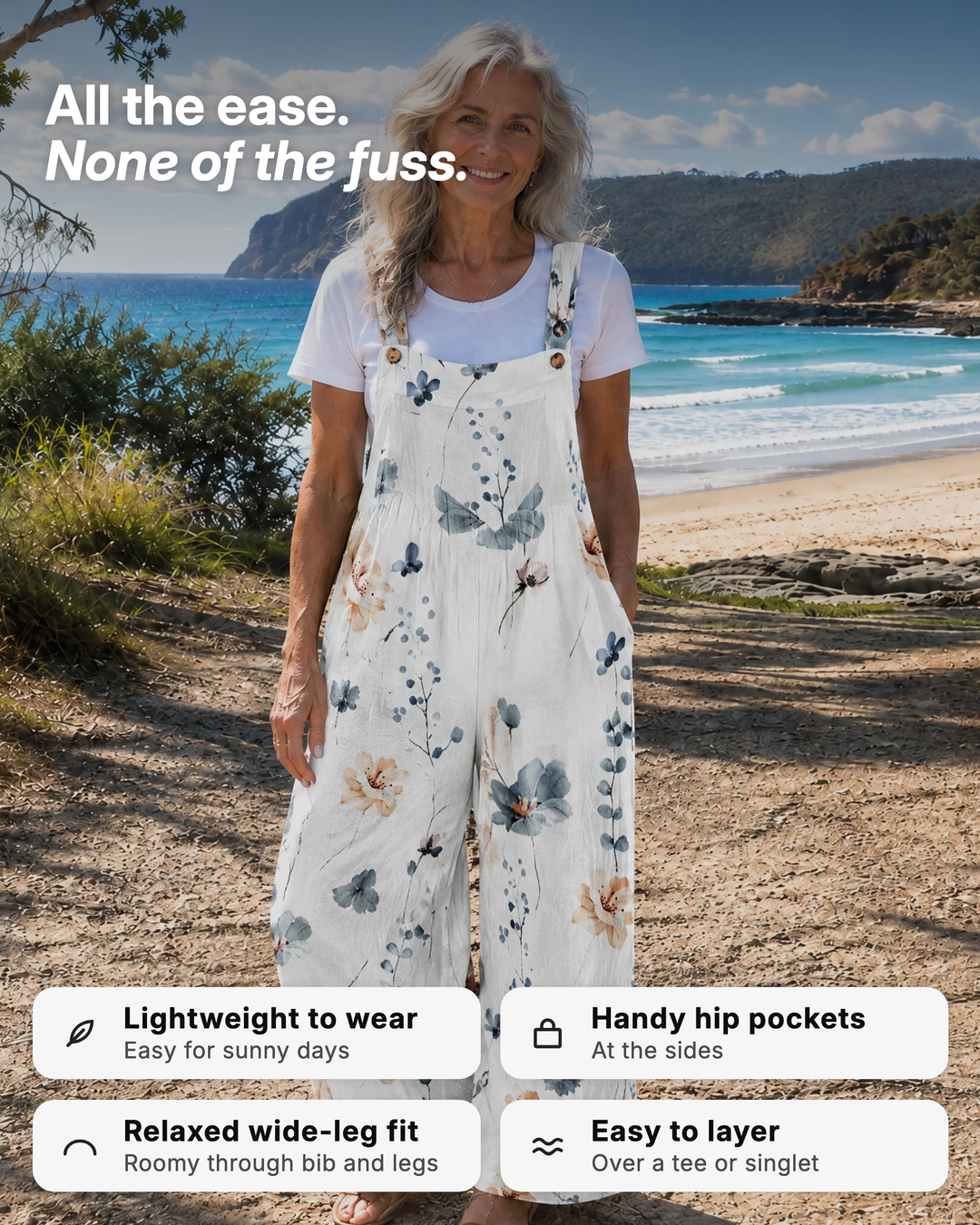 Clover | Daisy Print Wide-Leg Dungarees benefits