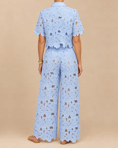 Coralie lace set in light blue, from the back