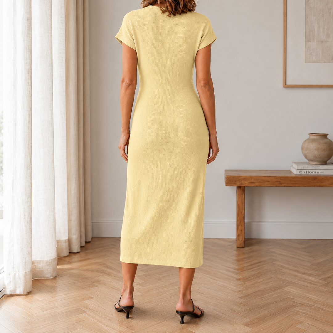 Cady | Ribbed Knot-Waist Midi Dress