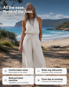 Dagny | Halter-Neck Smocked Linen Jumpsuit benefits