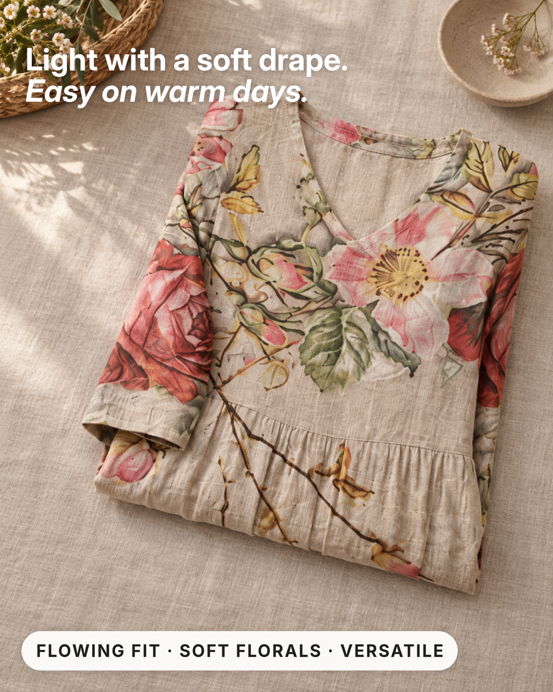 Delaney | Floral Summer Dress fabric close-up