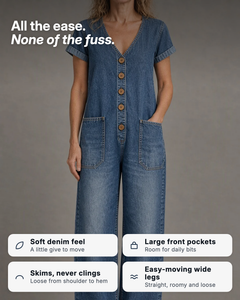 Delta | Short-Sleeve Denim Jumpsuit benefits