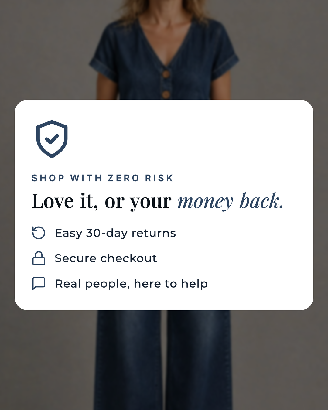 Delta | Short-Sleeve Denim Jumpsuit money-back guarantee