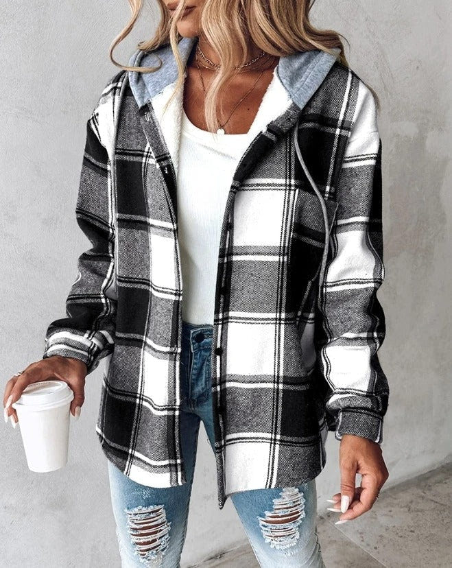 Cliodhna | Checkered Hooded Jacket