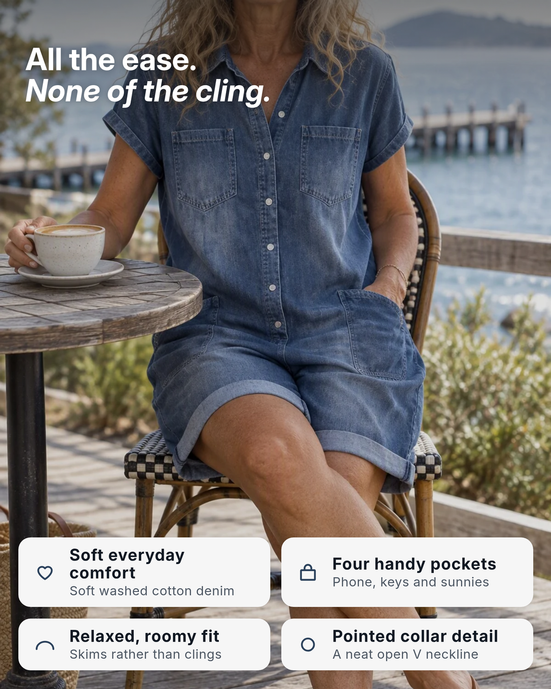 Dolly | Short-Sleeve Denim Playsuit benefits