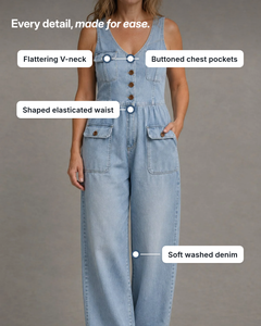 Dottie | V-Neck Denim Jumpsuit details