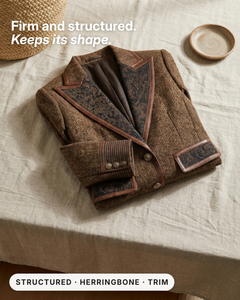 Dusty | Herringbone Panel Blazer fabric close-up