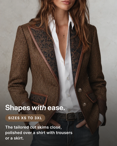 Dusty | Herringbone Panel Blazer fit and sizes