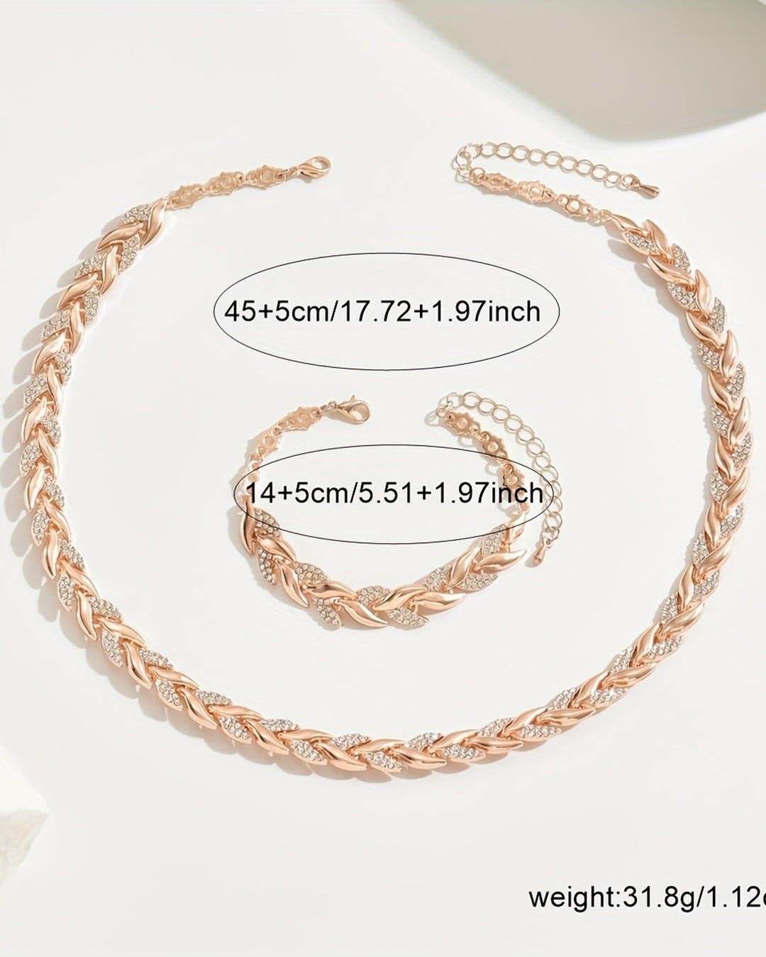 Neve | Rhinestone Fish-Tail Necklace & Bracelet Set