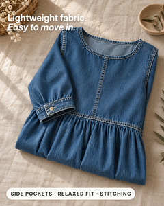 Edith | Vintage Denim Maxi Dress fabric close-up