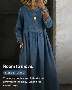 Edith | Vintage Denim Maxi Dress fit and sizes