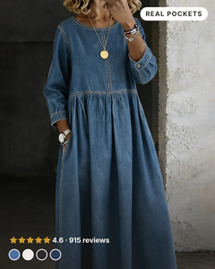 Edith | Vintage Denim Maxi Dress in blue