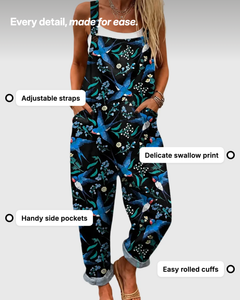 Edwina | Swallow Print Overalls details