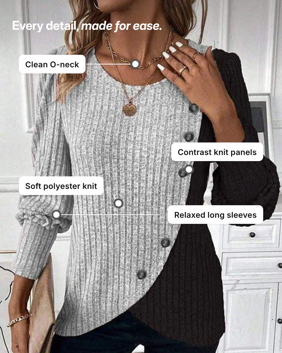Eirlys | Contrast-Stripe Knit Pullover details