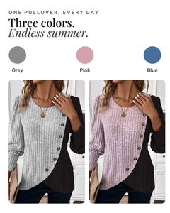 Eirlys | Contrast-Stripe Knit Pullover available in 3 colours: grey, pink, blue