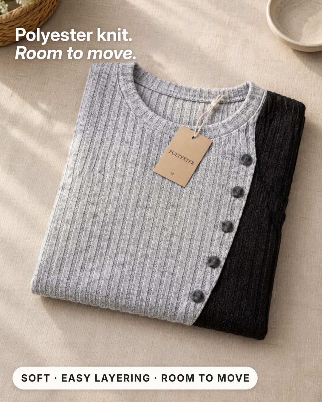 Eirlys | Contrast-Stripe Knit Pullover fabric close-up