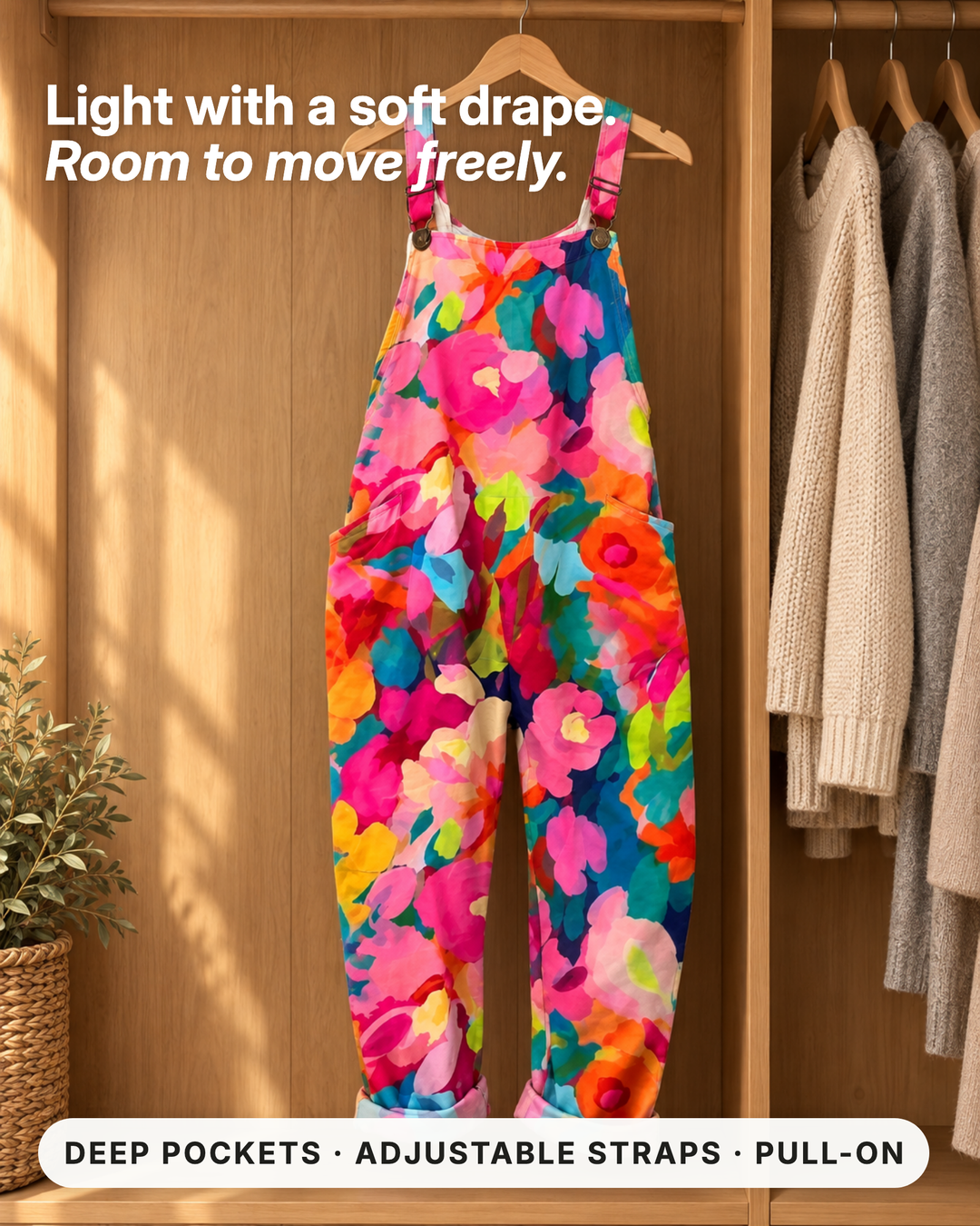 Elisha | Floral Overalls fabric close-up