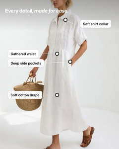 Ellice | Flowing Cotton Shirt Dress details