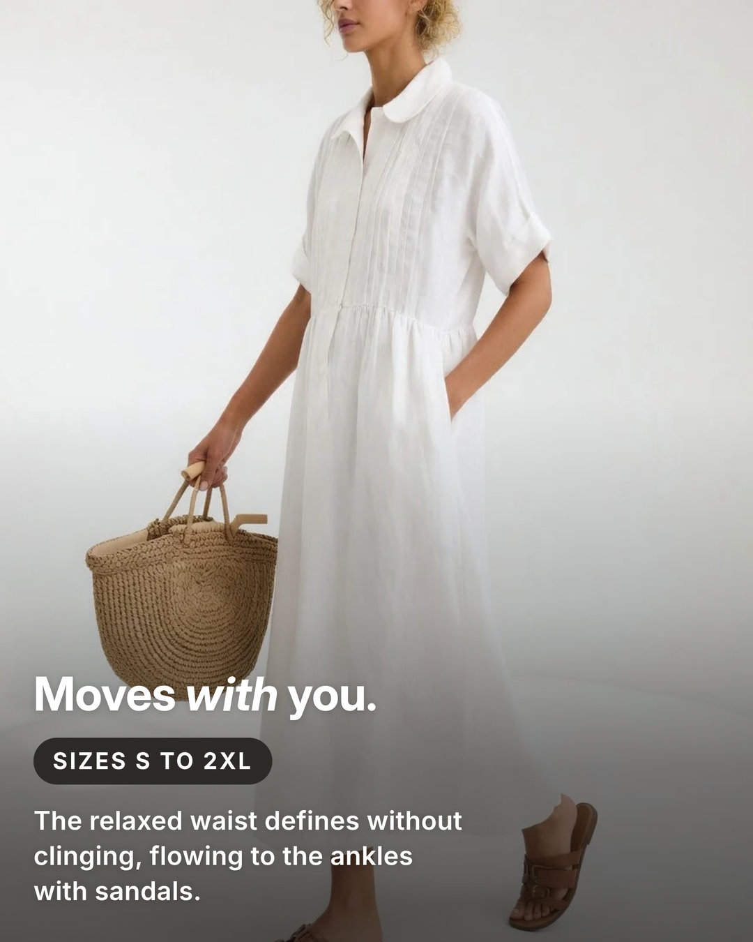 Ellice | Flowing Cotton Shirt Dress fit and sizes