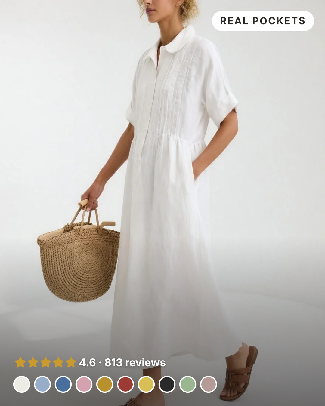 Ellice | Flowing Cotton Shirt Dress in white