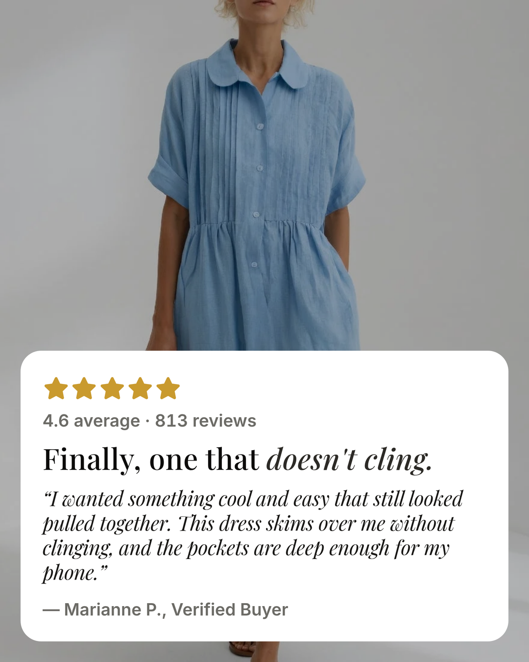 Ellice | Flowing Cotton Shirt Dress five star customer review