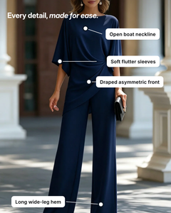 Emlyn | Draped Asymmetric Wide-Leg Set details