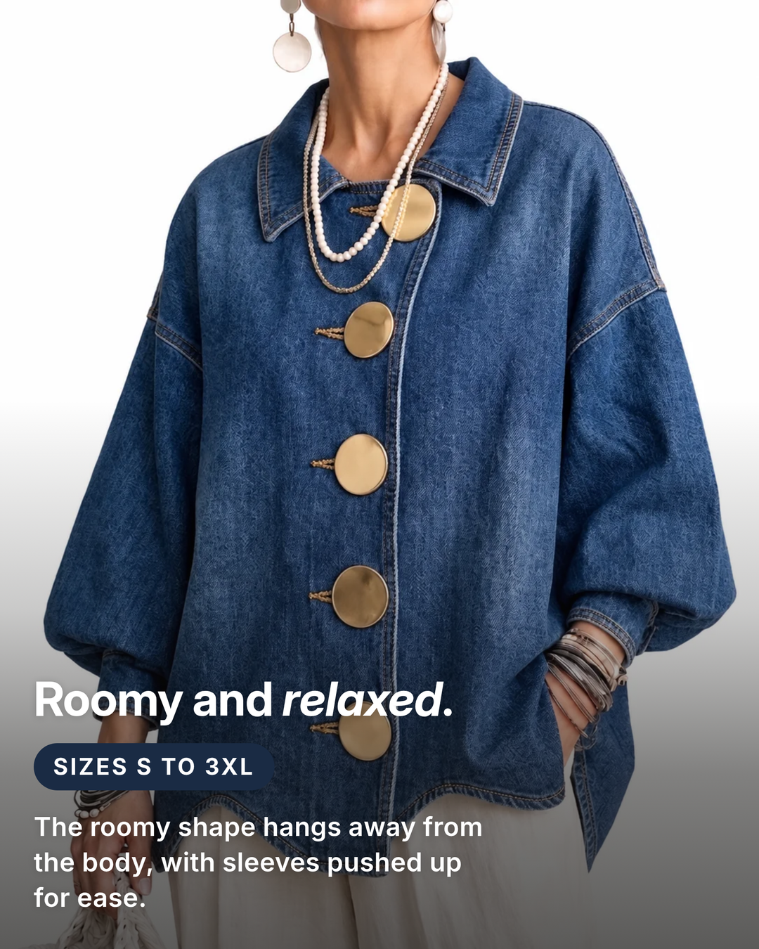 Esme | Oversized Denim Jacket fit and sizes