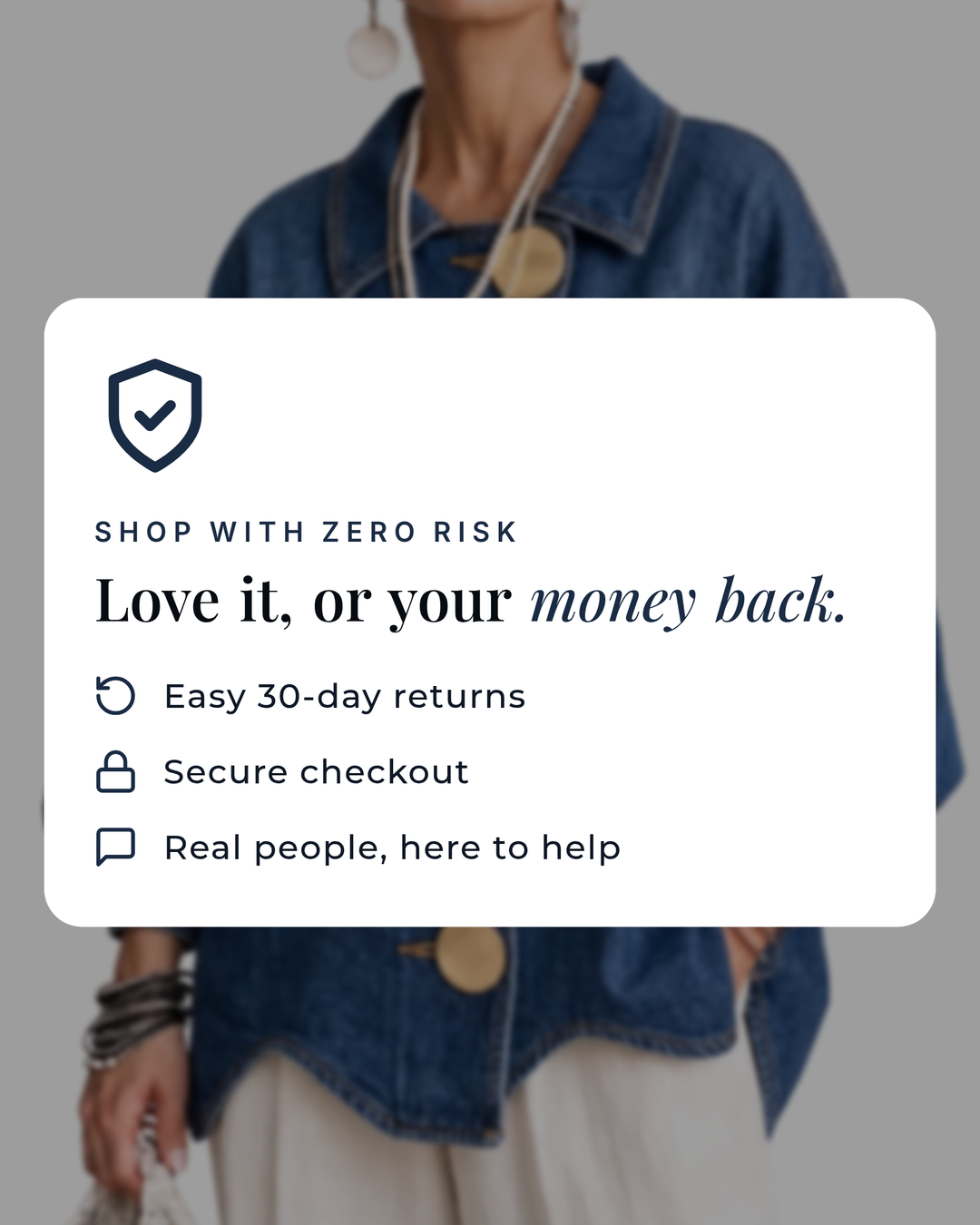 Esme | Oversized Denim Jacket money-back guarantee