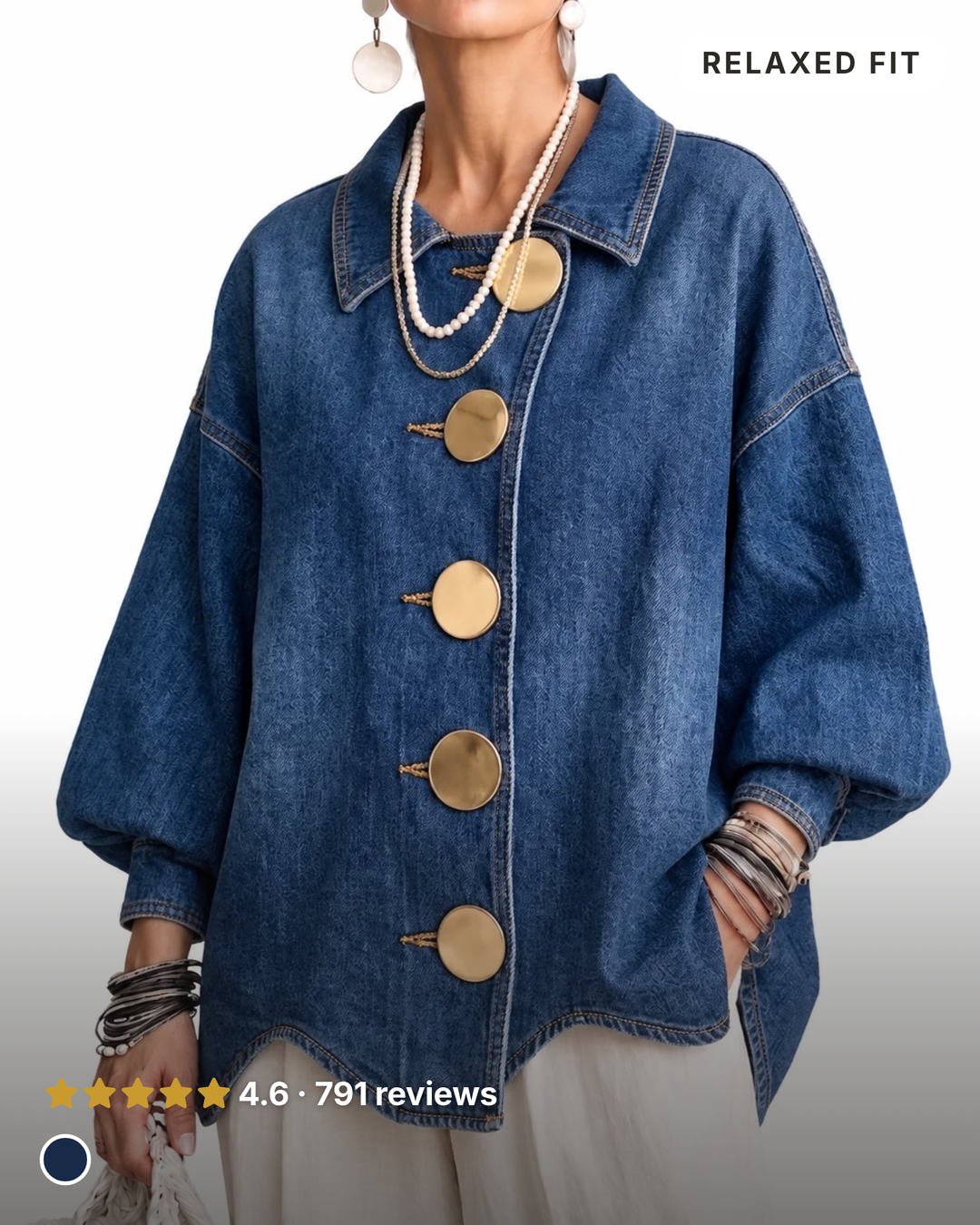 Esme | Oversized Denim Jacket in blue denim