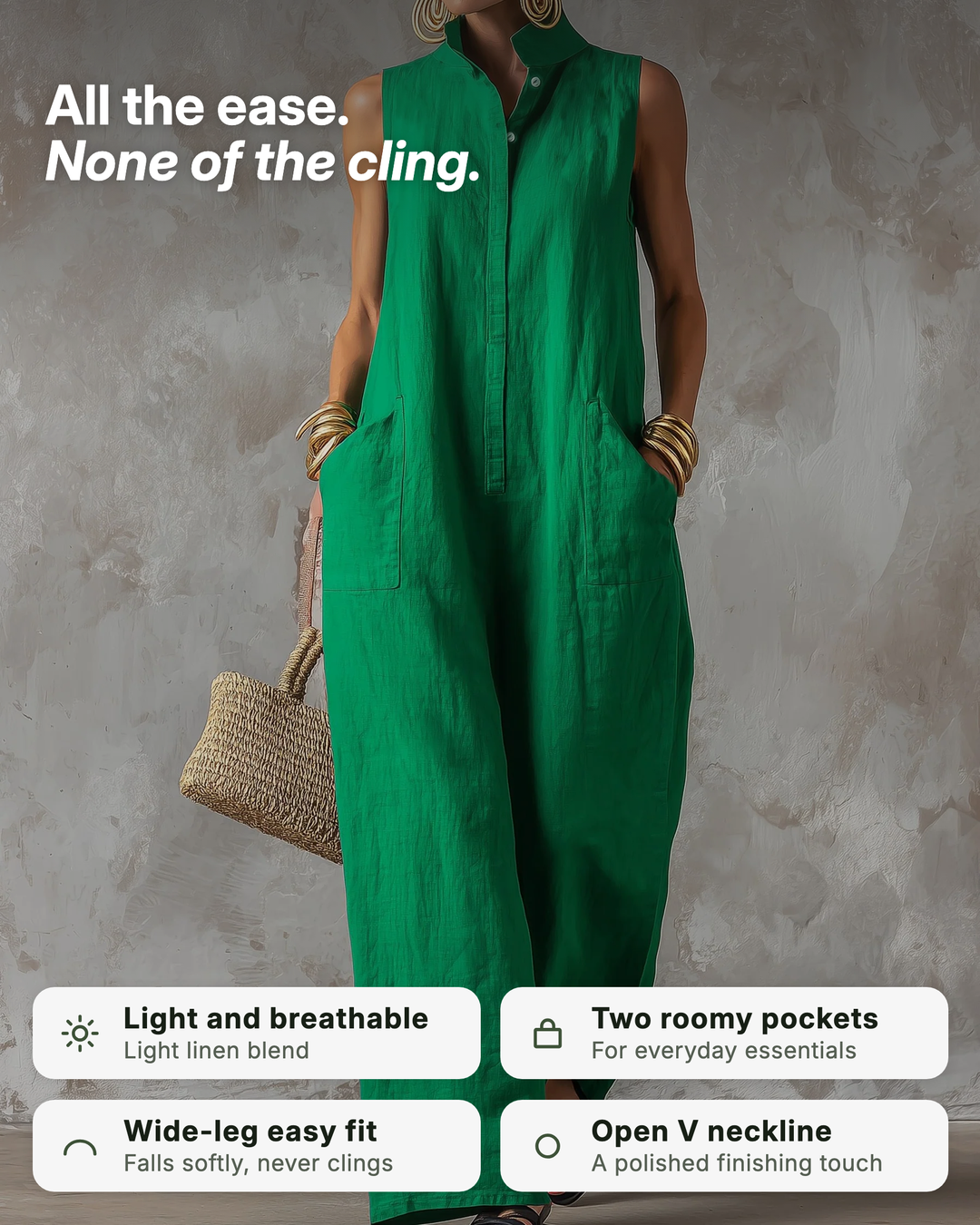Essie | Minimalist Wide-Leg Linen Jumpsuit benefits