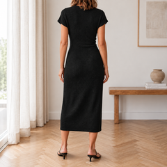 Cady | Ribbed Knot-Waist Midi Dress