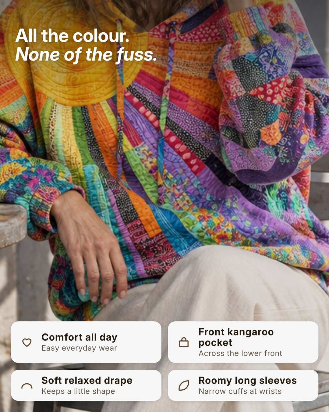 Fabienne | Bohemian Patchwork Hoodie benefits