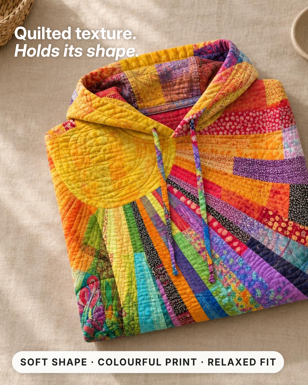 Fabienne | Bohemian Patchwork Hoodie fabric close-up