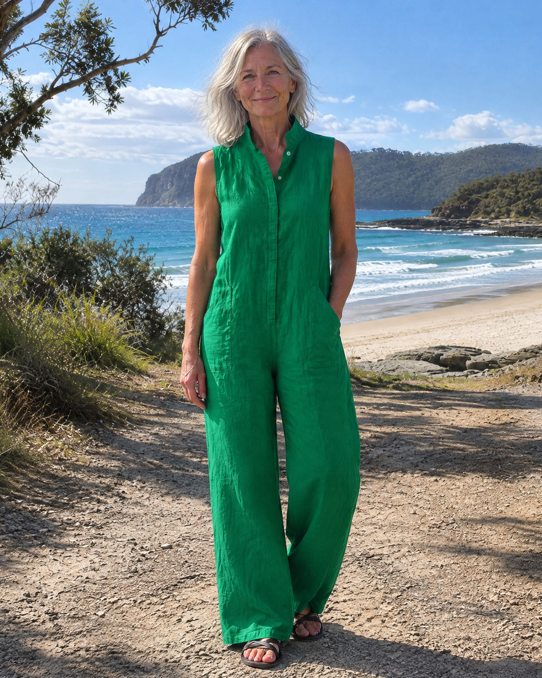Essie | Minimalist Wide-Leg Linen Jumpsuit on Bruny Island