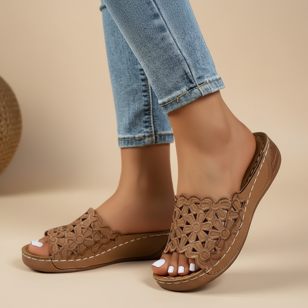 Etina | Floral Cut-Out Ergonomic Sandals